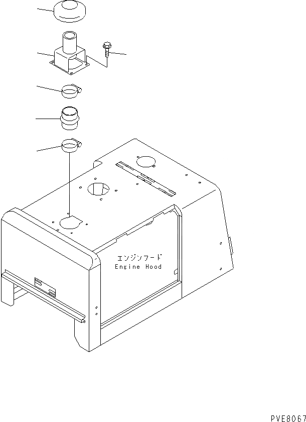 Схема запчастей Komatsu WA180-3 - КАПОТ (УДЛИНН. ВПУСК ВОЗДУХА) ЧАСТИ КОРПУСА