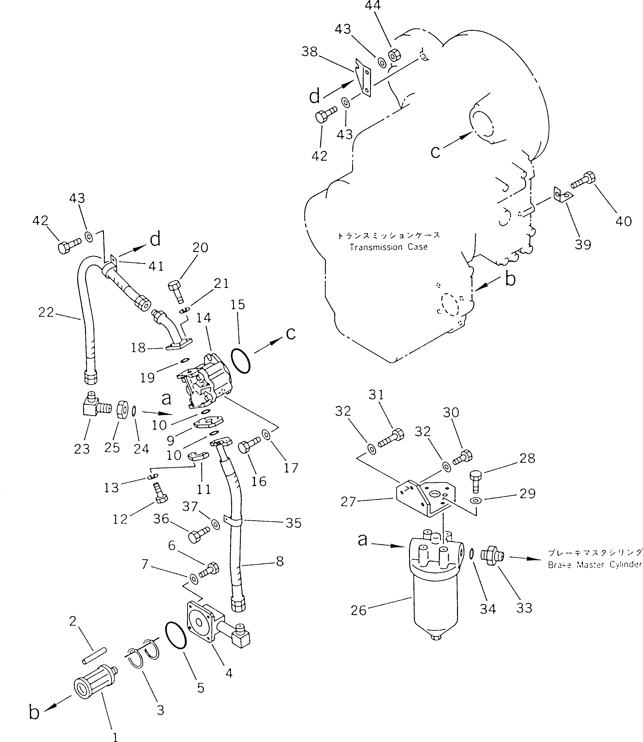 Схема запчастей Komatsu WA180-1 - ГИДРОЛИНИЯ ТРАНСМИССИИ (TBG/ABE СПЕЦ-Я.) СПЕЦ. APPLICATION ЧАСТИ