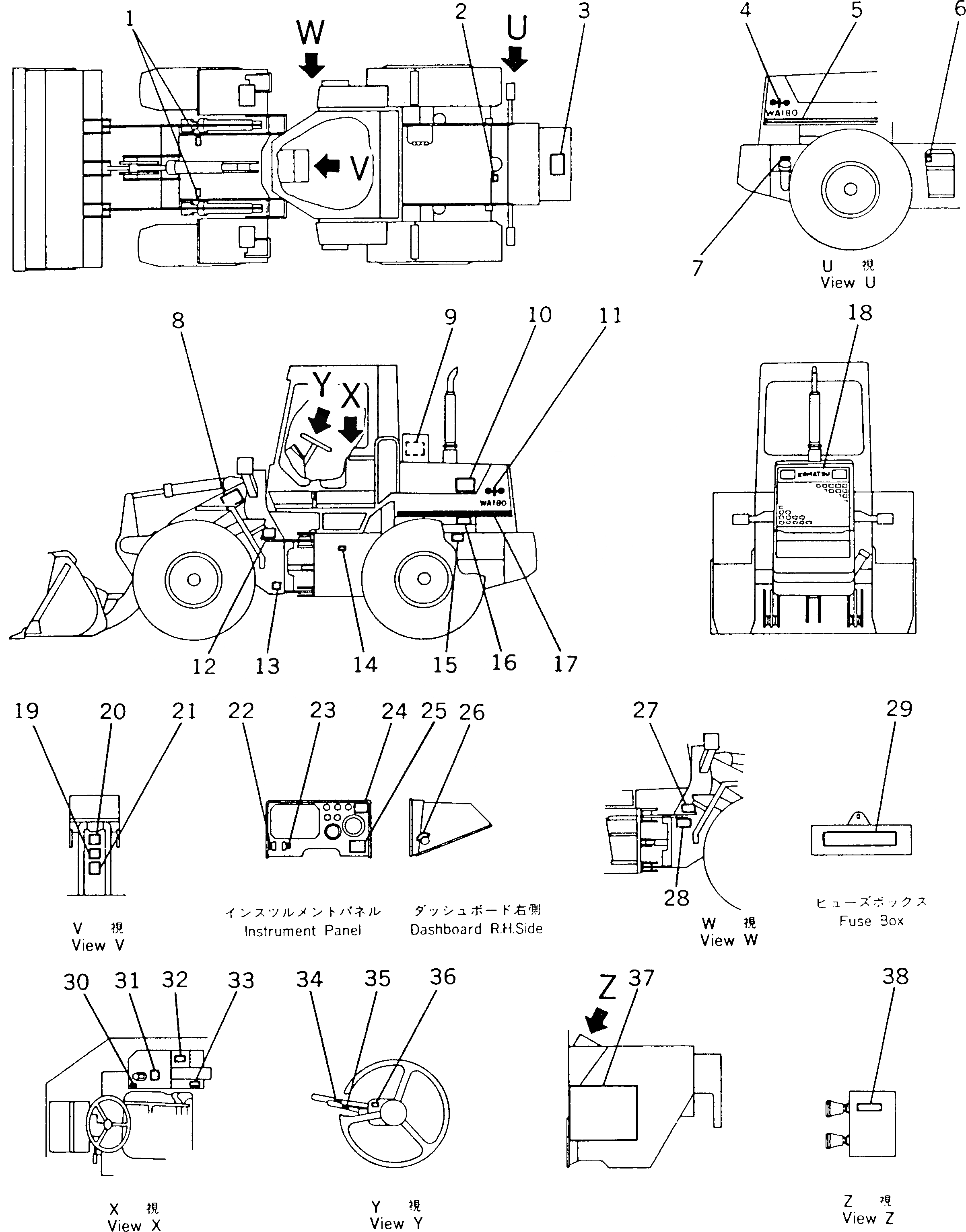 Схема запчастей Komatsu WA180-1 - МАРКИРОВКА (TBG/ABE СПЕЦ-Я.) СПЕЦ. APPLICATION ЧАСТИ