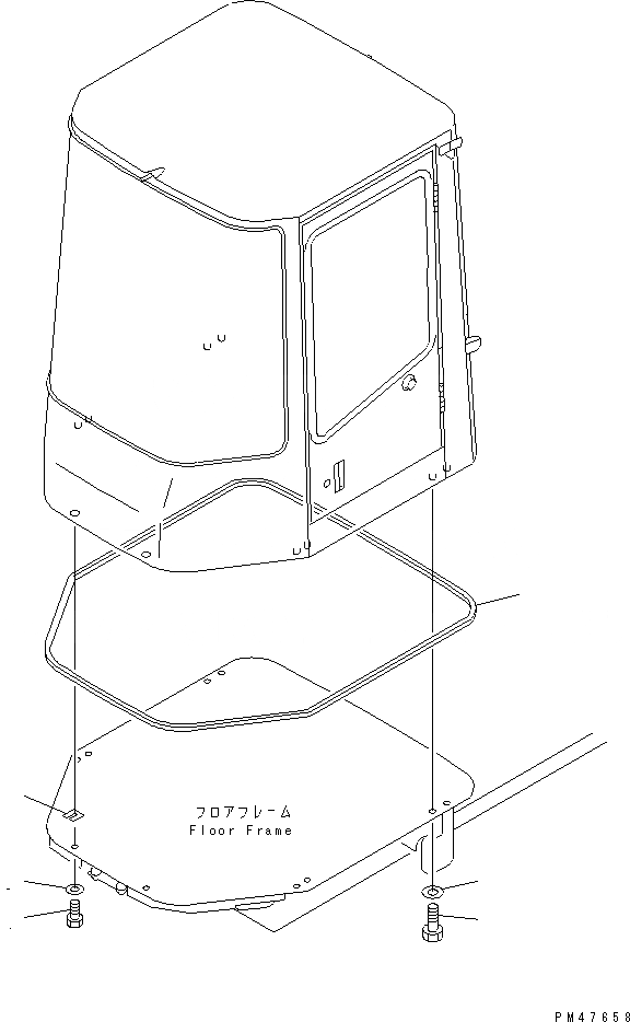 Схема запчастей Komatsu WA180-3 - КАБИНА (/8) (ЭЛЕМЕНТЫ КРЕПЛЕНИЯ)(№-) РАМА И ЧАСТИ КОРПУСА