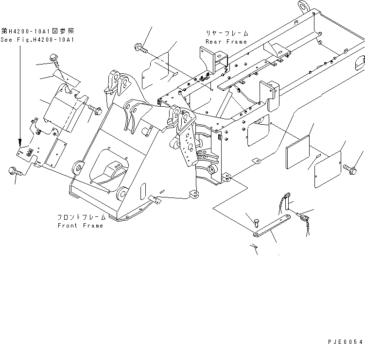 Схема запчастей Komatsu WA180-3 - БЛОКИР. ШАНГА И КРЫШКА(ДЛЯ ПЕРЕДН. РАМА И ЗАДН. РАМА ) (С ECSS) (KOHAG) ОСНОВНАЯ РАМА И ЕЕ ЧАСТИ