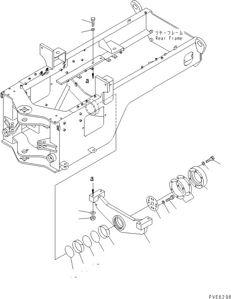 Схема запчастей Komatsu WA180-3 - ЗАДН. МОСТ СУППОРТ ОСНОВНАЯ РАМА И ЕЕ ЧАСТИ