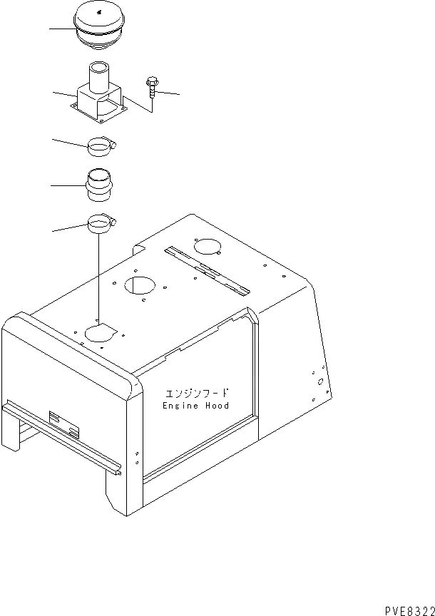Схема запчастей Komatsu WA180-3 - КАПОТ (ВПУСК ВОЗДУХА ПРЕФИЛЬТР) ЧАСТИ КОРПУСА