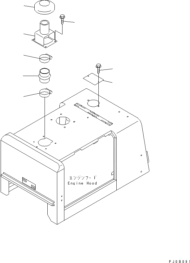 Схема запчастей Komatsu WA180L-3 - КАПОТ (УДЛИНН. ВПУСК ВОЗДУХА) ЧАСТИ КОРПУСА