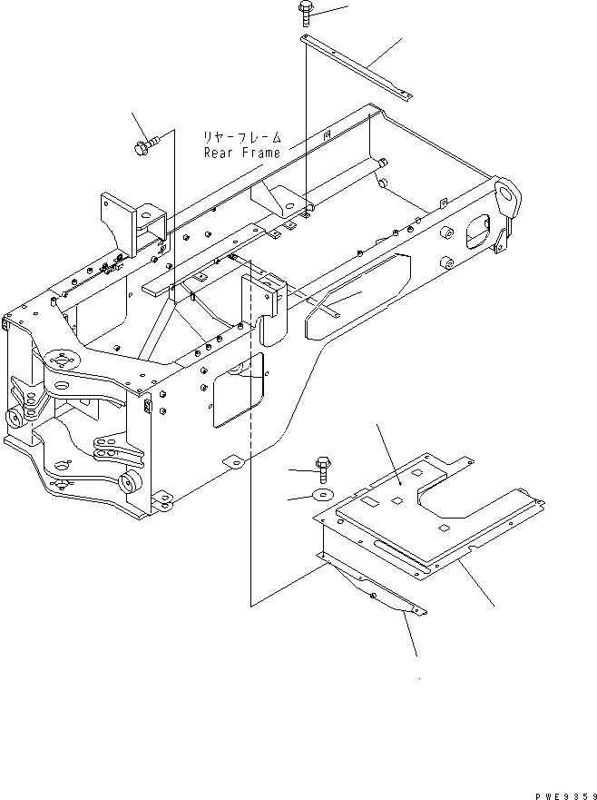 Схема запчастей Komatsu WA180PT-3 - ЗАДН. РАМА (НИЖН. ЗАЩИТА) ОСНОВНАЯ РАМА И ЕЕ ЧАСТИ