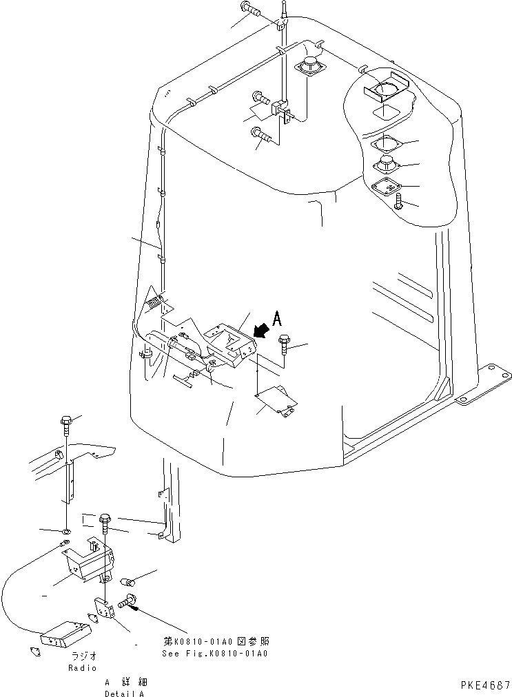 Схема запчастей Komatsu WA180PT-3 - КАБИНА ROPS (АНТЕННА И COVER)(№-) КАБИНА ОПЕРАТОРА И СИСТЕМА УПРАВЛЕНИЯ