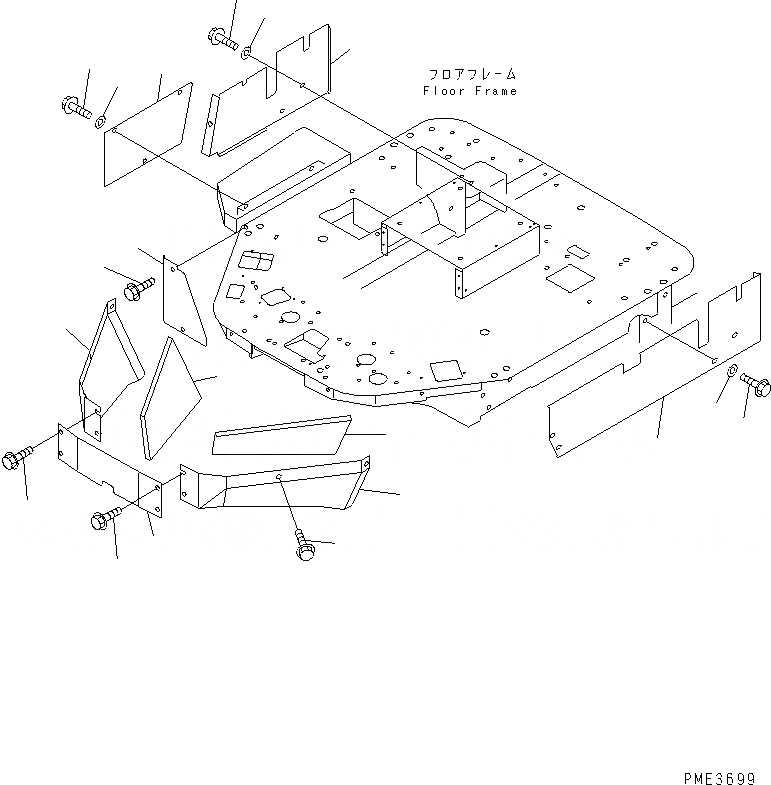 Схема запчастей Komatsu WA180PT-3 - ПОКРЫТИЕ ПОЛА ЧАСТИ КОРПУСА