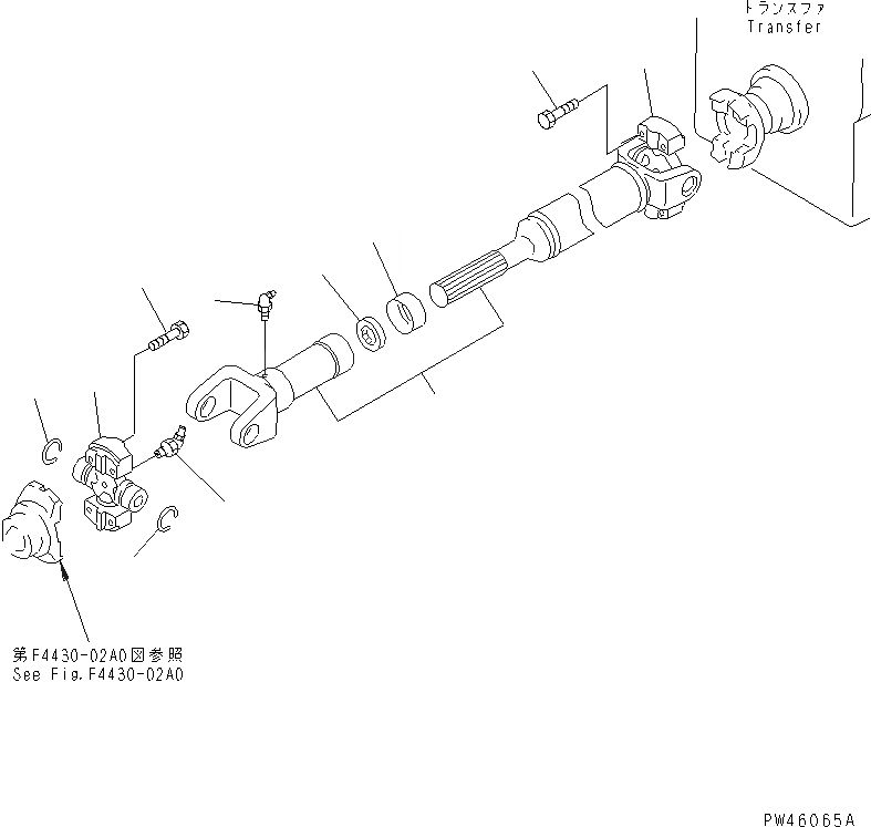 Схема запчастей Komatsu WA20-2 - ПЕРЕДН. КАРДАНН. ВАЛ ГИДРОТРАНСФОРМАТОР И ТРАНСМИССИЯ
