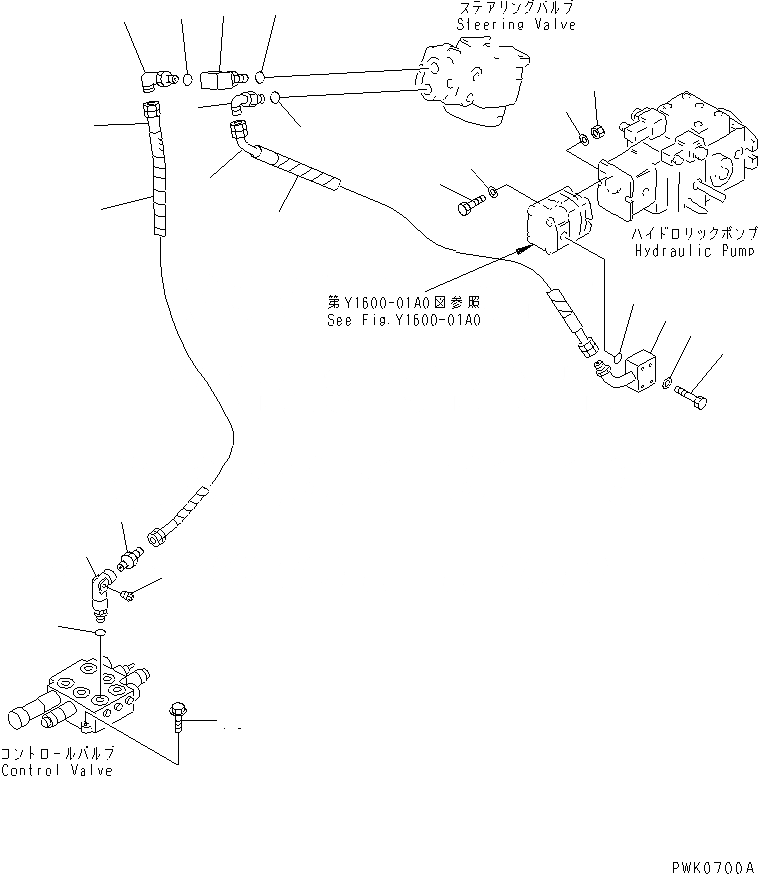 Схема запчастей Komatsu WA20-2 - ГИДРОЛИНИЯ (ЛИНИЯ ПОДАЧИ) (ДЛЯ КОВША ПОЗИЦИОНЕР)(№7-89) ГИДРАВЛИКА