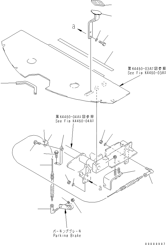 Схема запчастей Komatsu WA20-2 - РЫЧАГ СТОЯНОЧНОГО ТОРМОЗА И МЕХАНИЗМ (/)(№-) КАБИНА ОПЕРАТОРА И СИСТЕМА УПРАВЛЕНИЯ