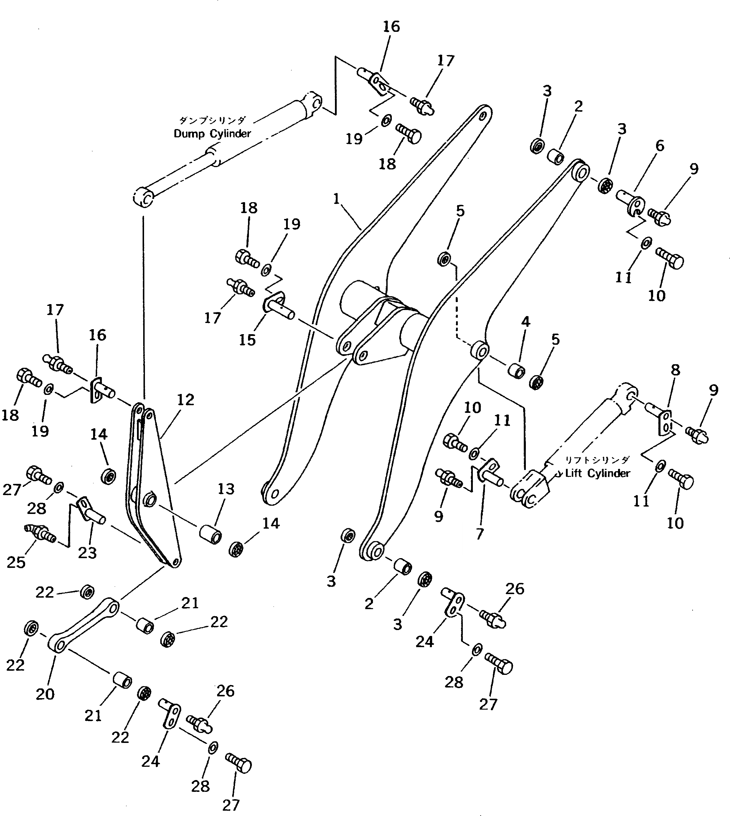 Схема запчастей Komatsu WA20-2 - РУКОЯТЬ И КОЛЕНЧАТЫЙ РЫЧАГ(№-) РАБОЧЕЕ ОБОРУДОВАНИЕ