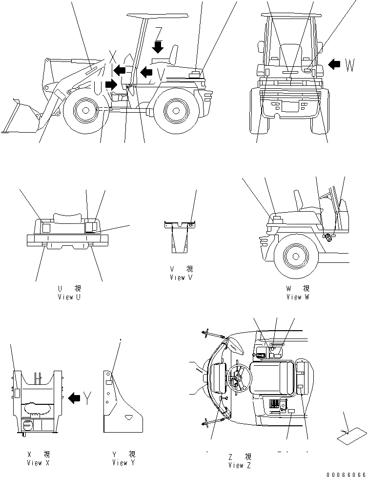 Схема запчастей Komatsu WA20-2 - МАРКИРОВКА (С НАВЕСОМ) (АНГЛ.)(№8-) МАРКИРОВКА