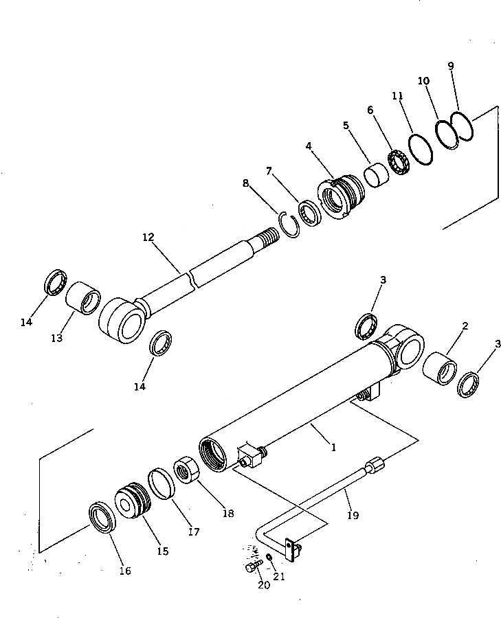 Схема запчастей Komatsu WA20-2 - ГИДРОЦИЛИНДР КОВША (ВНУТР. ЧАСТИ) ОСНОВН. КОМПОНЕНТЫ И РЕМКОМПЛЕКТЫ