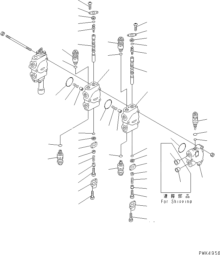 Схема запчастей Komatsu WA20-2 - 3-Х СЕКЦИОНН. КОНТРОЛЬН. КЛАПАН (/) (С PRESSURE PICK-UP ЛИНИЯ) ОСНОВН. КОМПОНЕНТЫ И РЕМКОМПЛЕКТЫ