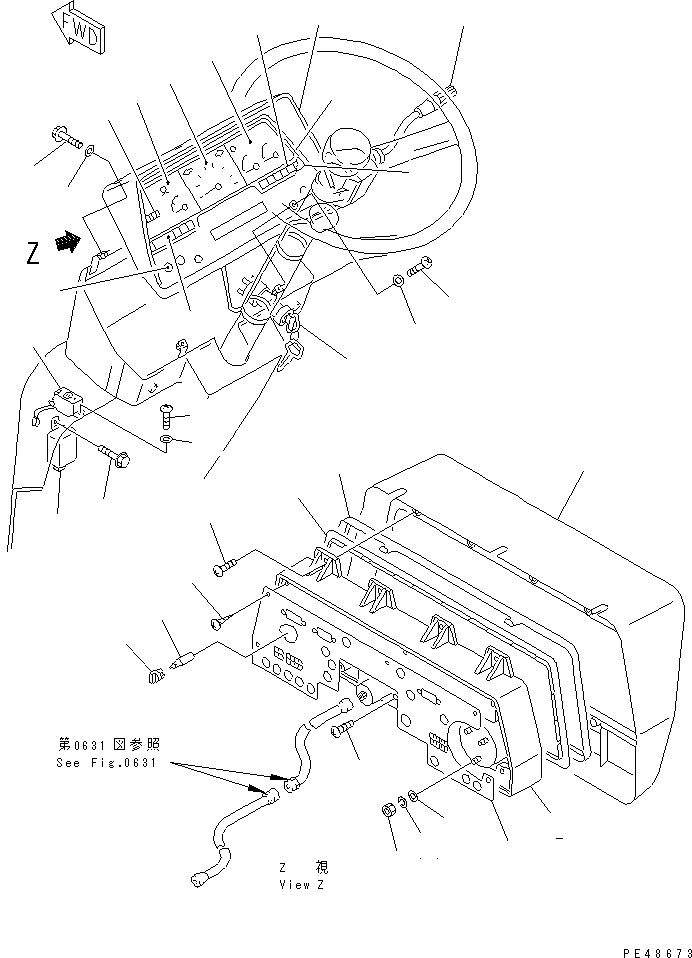 Схема запчастей Komatsu WA20-2 - ПАНЕЛЬ ПРИБОРОВ(№-) ЭЛЕКТРИКА