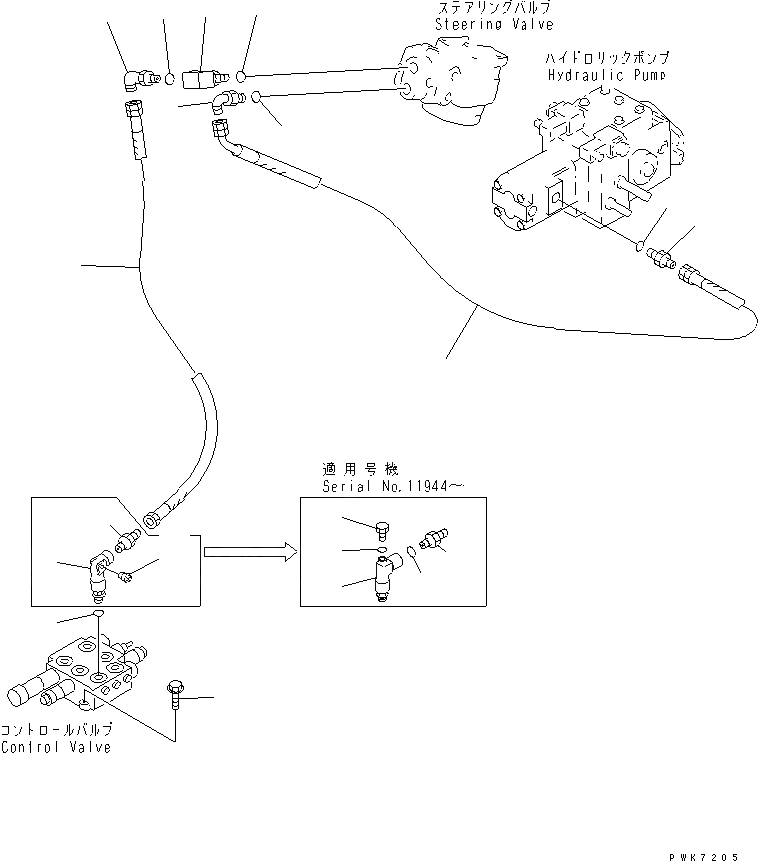 Схема запчастей Komatsu WA20-2 - ГИДРОЛИНИЯ (ЛИНИЯ ПОДАЧИ)(№89-) ГИДРАВЛИКА