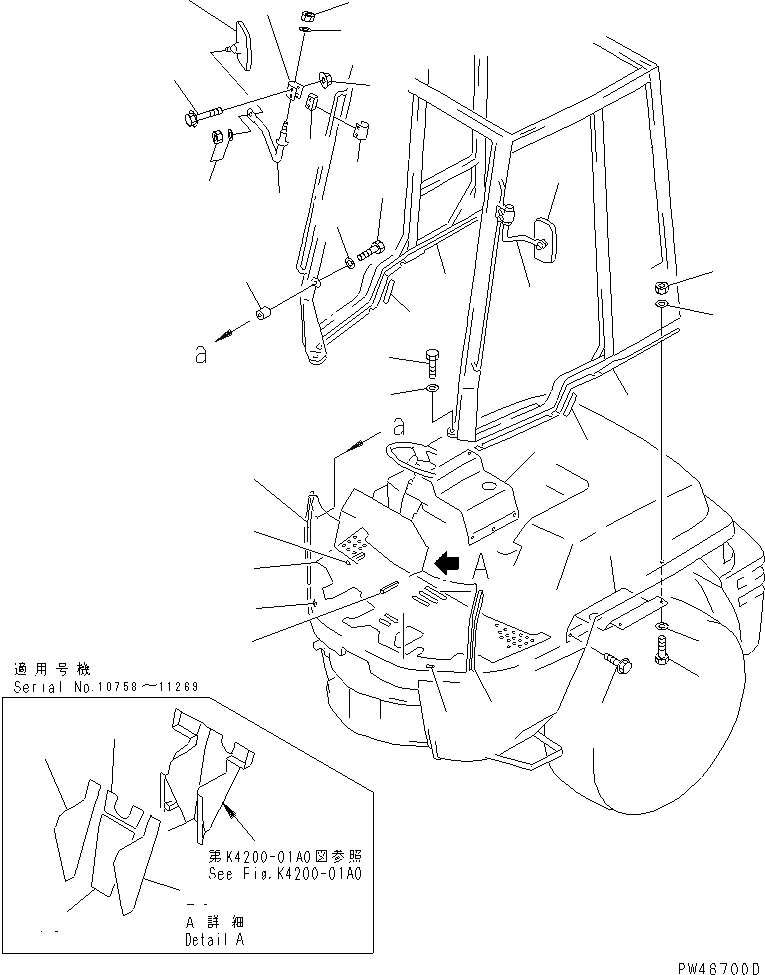 Схема запчастей Komatsu WA20-2 - КРЕПЛЕНИЕ КАБИНЫ ЧАСТИ(№78-) КАБИНА ОПЕРАТОРА И СИСТЕМА УПРАВЛЕНИЯ