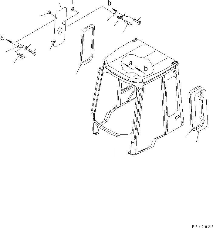 Схема запчастей Komatsu WA20-2 - КАБИНА (/8) (БОКОВ. ОКНА)(№-) КАБИНА ОПЕРАТОРА И СИСТЕМА УПРАВЛЕНИЯ