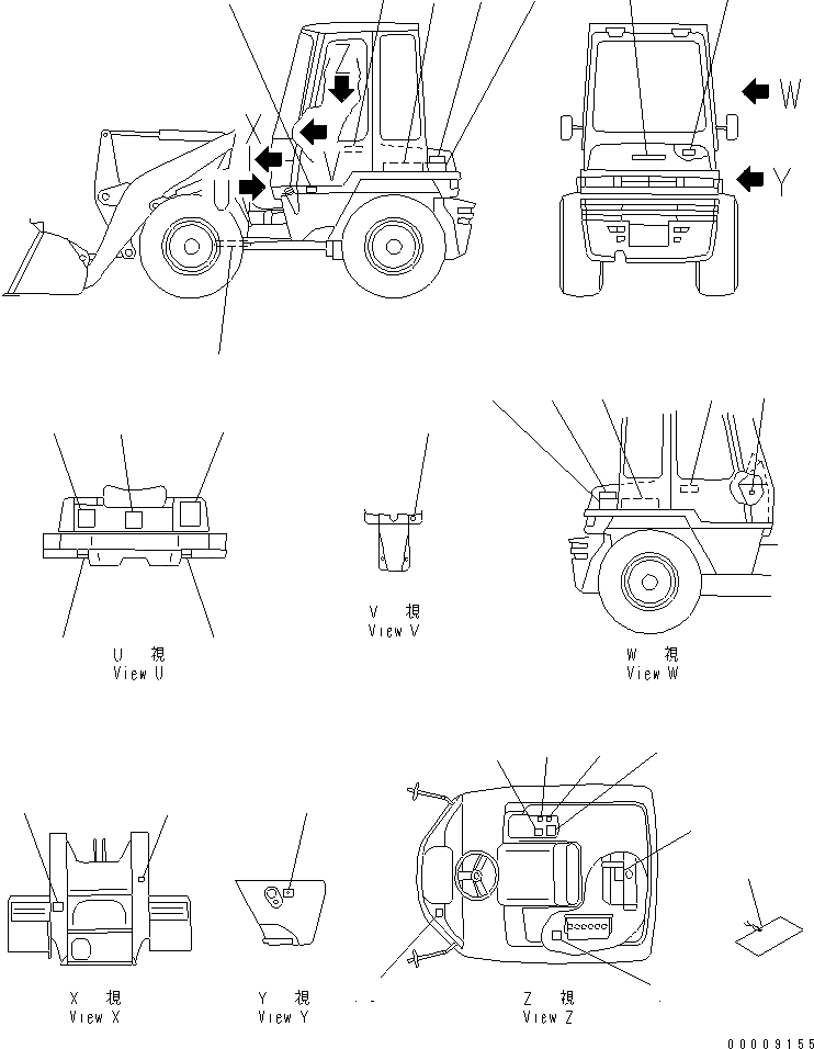 Схема запчастей Komatsu WA20-2 - МАРКИРОВКА (С КАБИНОЙ) (ЯПОН.)(№-9) МАРКИРОВКА