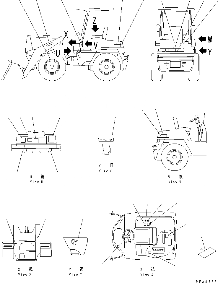 Схема запчастей Komatsu WA20-2 - МАРКИРОВКА (БЕЗ КАБИНЫ)(№7-) КАТАЛОГИ ЗЧ