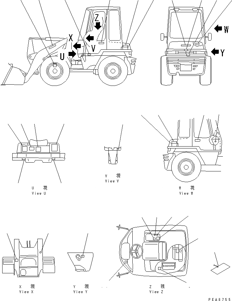 Схема запчастей Komatsu WA20-2 - МАРКИРОВКА (С КАБИНОЙ)(№7-) КАТАЛОГИ ЗЧ