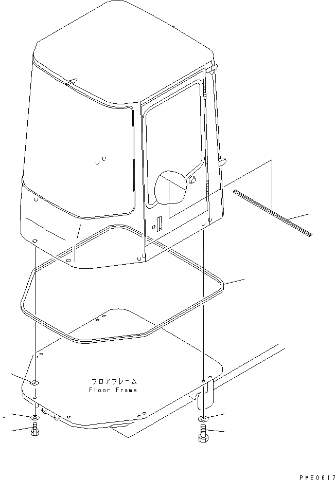 Схема запчастей Komatsu WA200-3-X - КАБИНА (/9) (ЭЛЕМЕНТЫ КРЕПЛЕНИЯ)(№-) РАМА И ЧАСТИ КОРПУСА