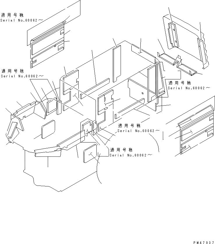 Схема запчастей Komatsu WA200-3-X - NOISE ABATEMENT ЧАСТИ (ДЛЯ ОСНОВН. КОНСТРУКЦИЯ И КАПОТ)(№-) РАМА И ЧАСТИ КОРПУСА