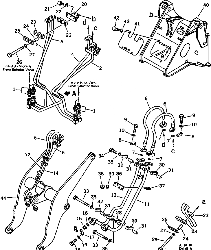 Схема запчастей Komatsu WA200-1 - ГИДРОЛИНИЯ (/) (ДЛЯ S.P.A.P.)(№-9999) СПЕЦ. APPLICATION ЧАСТИ