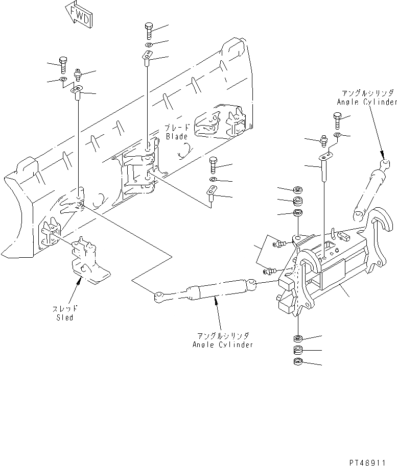 Схема запчастей Komatsu WA200-3-XW - PITCH И ANGLE SNOW PНИЗ. (С ГИДРАВЛ СОЕДИНИТ. УСТР-ВО) (/)  (НЕСУЩИЙ ЭЛЕМЕНТ)(№-) СПЕЦ. APPLICATION ЧАСТИ