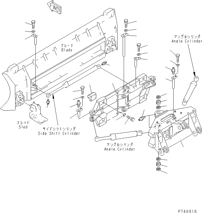 Схема запчастей Komatsu WA200-3-XW - БОКОВ. СДВИГ¤ PITCH И ANGLE SNOW PНИЗ. (/) (НЕСУЩИЙ ЭЛЕМЕНТ)(№-) СПЕЦ. APPLICATION ЧАСТИ