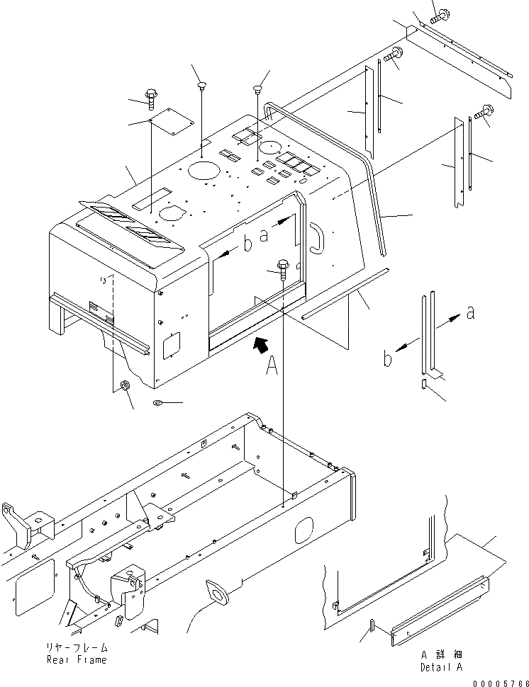 Схема запчастей Komatsu WA200-3 - КАПОТ (/) (КАПОТ) (SUPER БЕСШУМН. СПЕЦИФ-Я) ЧАСТИ КОРПУСА