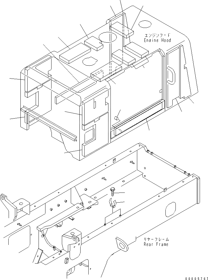 Схема запчастей Komatsu WA200-3 - КАПОТ (/) (ЩИТКИ) (SUPER БЕСШУМН. СПЕЦИФ-Я) ЧАСТИ КОРПУСА