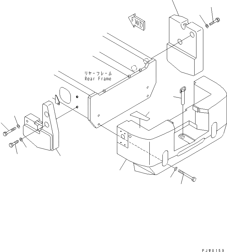 Схема запчастей Komatsu WA200-3-SN - ПРОТИВОВЕС (С ДОПОЛН. ПРОТИВОВЕС) ЧАСТИ КОРПУСА