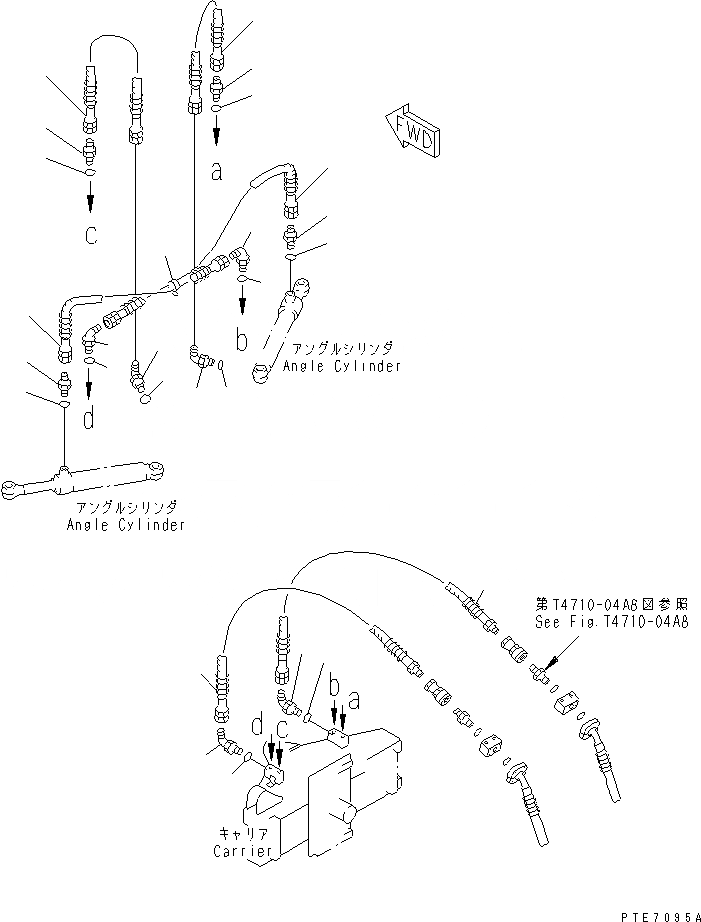 Схема запчастей Komatsu WA200-3-SN - ОТВАЛ (ЦИЛИНДР НАКЛОНА ЛИНИЯ) (P.A.P.) (С MULTI CUPLER) (С  НАКЛОНЯЕМ.) РАБОЧЕЕ ОБОРУДОВАНИЕ