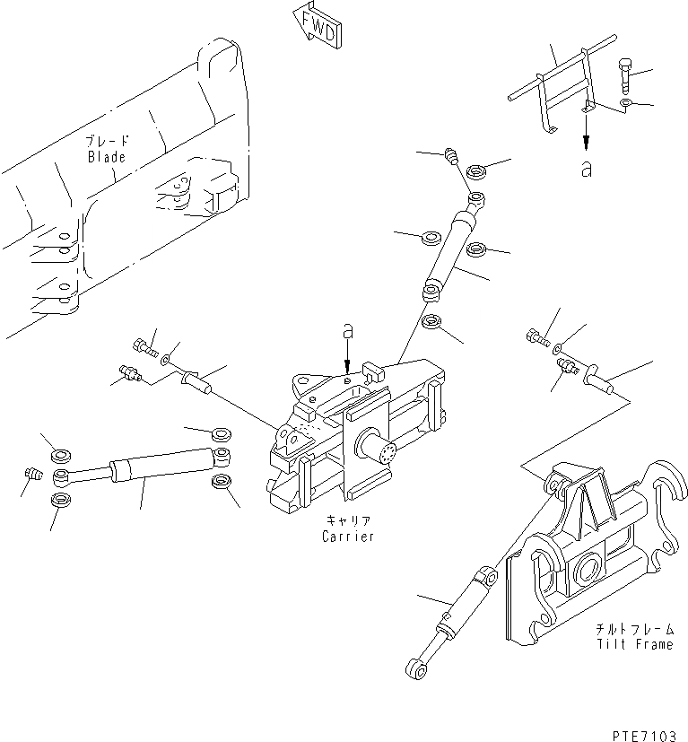 Схема запчастей Komatsu WA200-3-SN - ОТВАЛ (ЦИЛИНДР И КОМПОНЕНТЫ) (P.A.P.) (С НАКЛОНЯЕМ.) РАБОЧЕЕ ОБОРУДОВАНИЕ