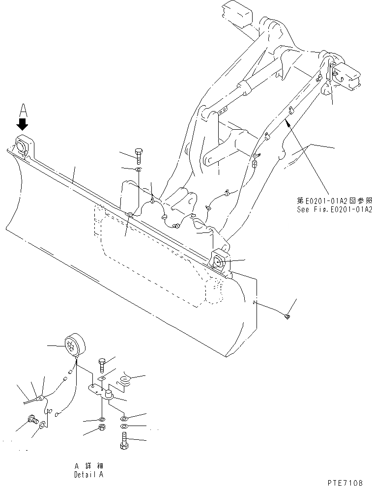 Схема запчастей Komatsu WA200-3-SN - ОТВАЛ (КОМПОНЕНТЫ (ОБСЛУЖИВ-Е)) (S.P.A.P.) РАБОЧЕЕ ОБОРУДОВАНИЕ