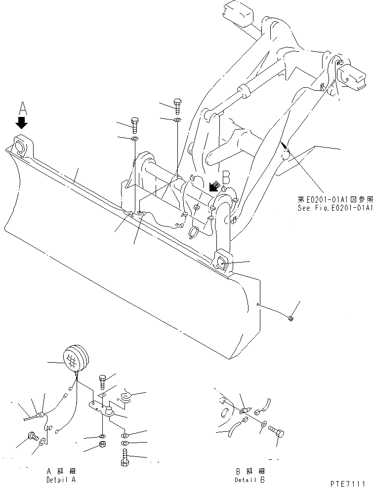 Схема запчастей Komatsu WA200-3-SN - ОТВАЛ (КОМПОНЕНТЫ (ОБСЛУЖИВ-Е)) (P.A.P.) (С СОЕДИНИТ. УСТР-ВО) РАБОЧЕЕ ОБОРУДОВАНИЕ