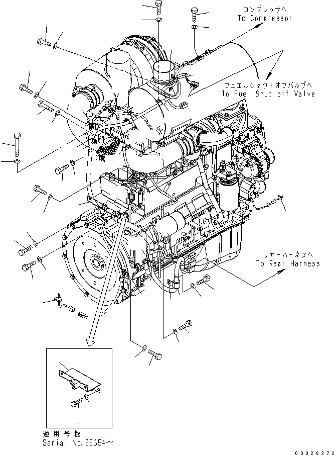 Схема запчастей Komatsu WA200-5 - Э/ПРОВОДКА ДВИГАТЕЛЯ (/) КОМПОНЕНТЫ ДВИГАТЕЛЯ