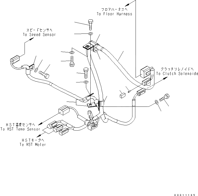 Схема запчастей Komatsu WA200-5 - ЗАДН. Э/ПРОВОДКА (/) (HST Э/ПРОВОДКА) ЭЛЕКТРИКА