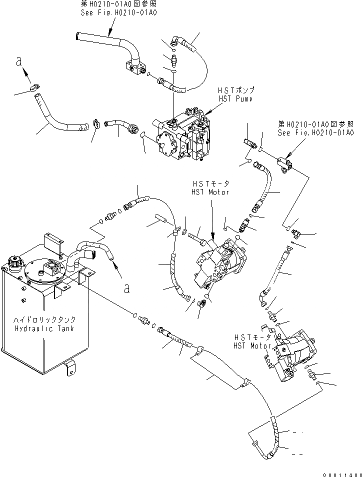 Схема запчастей Komatsu WA200-5 - HST МАСЛ. ЛИНИЯ (НАГНЕТАЮЩ. ЛИНИЯ)(№-8) СИЛОВАЯ ПЕРЕДАЧА