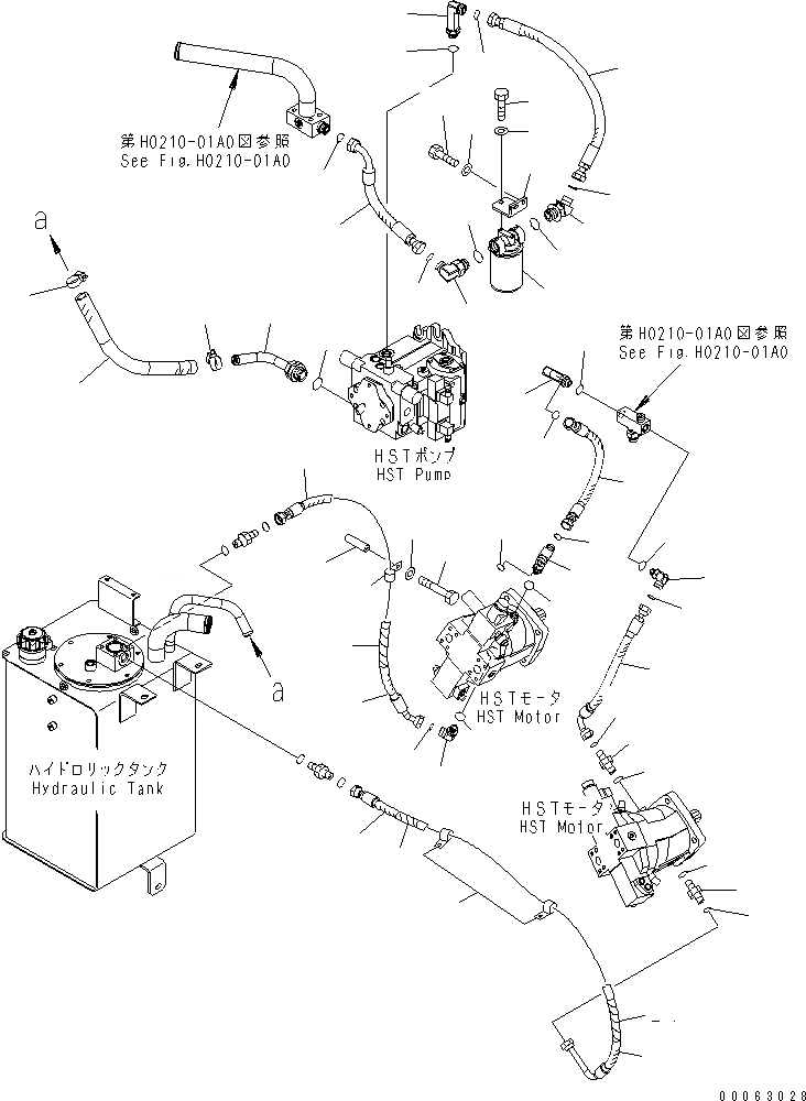 Схема запчастей Komatsu WA200-5 - HST МАСЛ. ЛИНИЯ (НАГНЕТАЮЩ. ЛИНИЯ)(№8-) СИЛОВАЯ ПЕРЕДАЧА