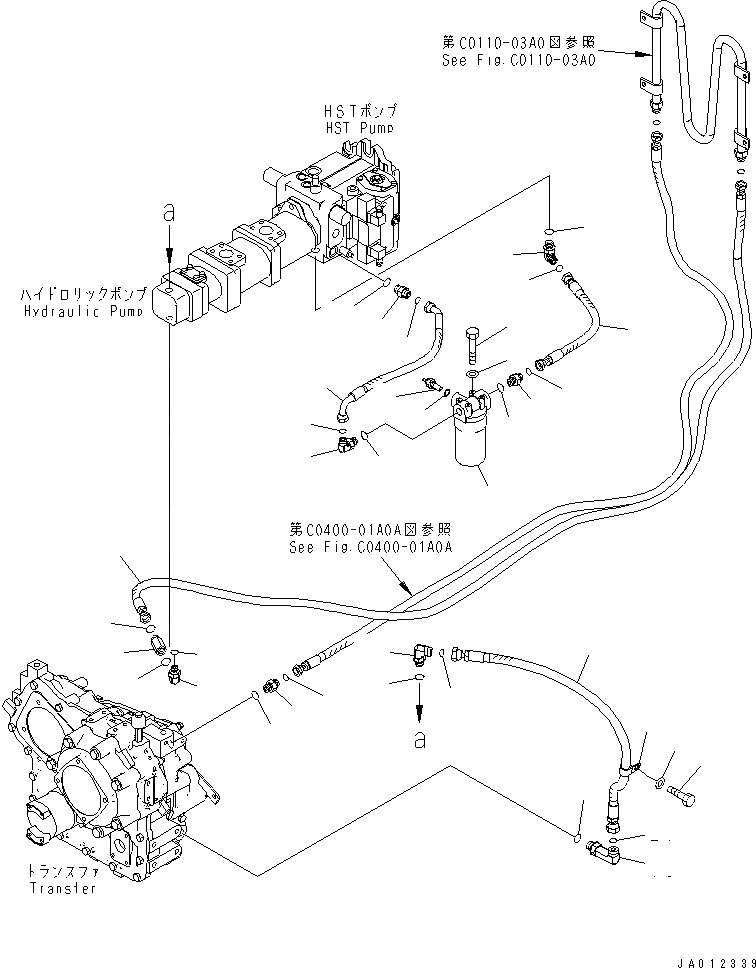 Схема запчастей Komatsu WA200-5 - HST МАСЛ. ЛИНИЯ (ФИЛЬТР. И ПЕРЕДАЧА ЛИНИЯ)(№9-) СИЛОВАЯ ПЕРЕДАЧА