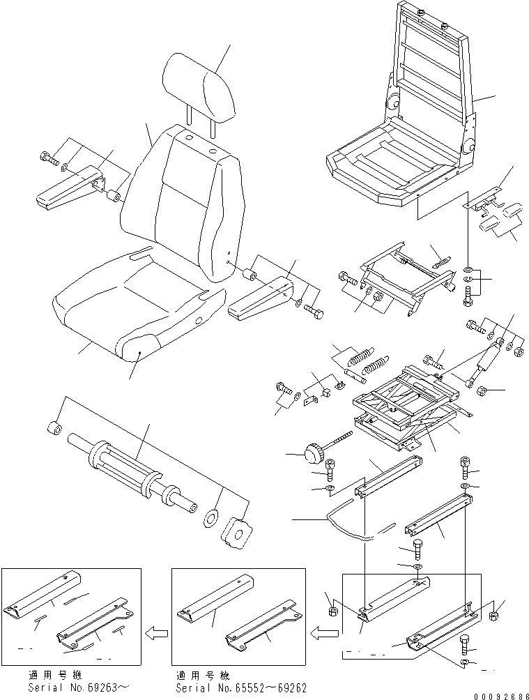 Схема запчастей Komatsu WA200-5 - СИДЕНЬЕ ОПЕРАТОРА (ТКАНЬ ТИП) (KAB)(№7-) КАБИНА ОПЕРАТОРА И СИСТЕМА УПРАВЛЕНИЯ