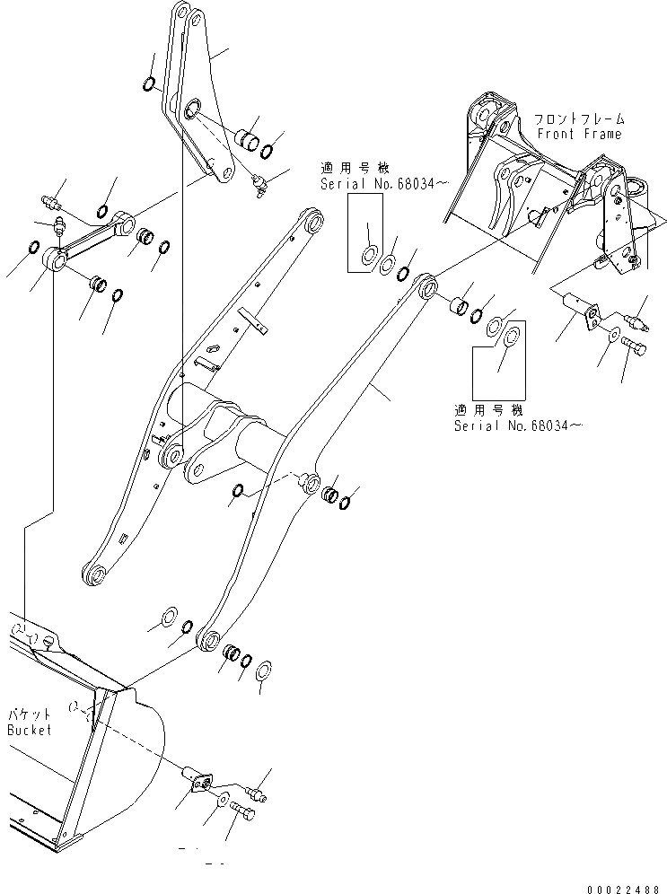 Схема запчастей Komatsu WA200-5 - РУКОЯТЬ И BELL CRANK (СТРЕЛА) (ПОВОРОТН. СНЕГОУБОРОЧН. СПЕЦ-Я.)(№-99) РАБОЧЕЕ ОБОРУДОВАНИЕ