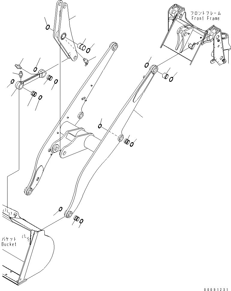 Схема запчастей Komatsu WA200-5 - РУКОЯТЬ И BELL CRANK (СТРЕЛА) (ДЛЯ 3-Х СЕКЦИОНН. КЛАПАН И ВЫСОК. ПОДЪЕМ РУКОЯТЬ)(№99-) РАБОЧЕЕ ОБОРУДОВАНИЕ