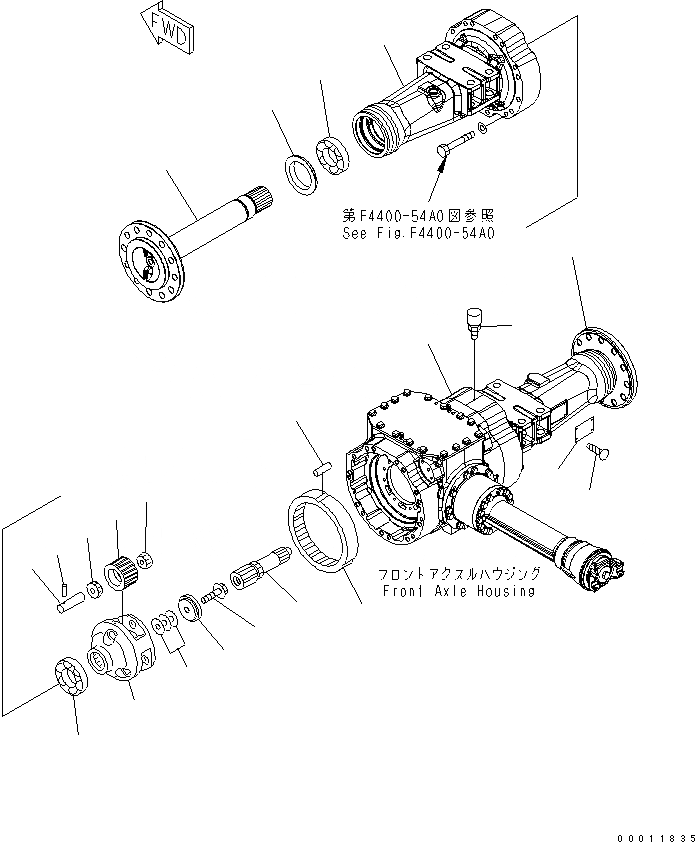 Схема запчастей Komatsu WA200-5 - ПЕРЕДНИЙ МОСТ (КОНЕЧНАЯ ПЕРЕДАЧА И КОЖУХ) ТРАНСМИССИЯ