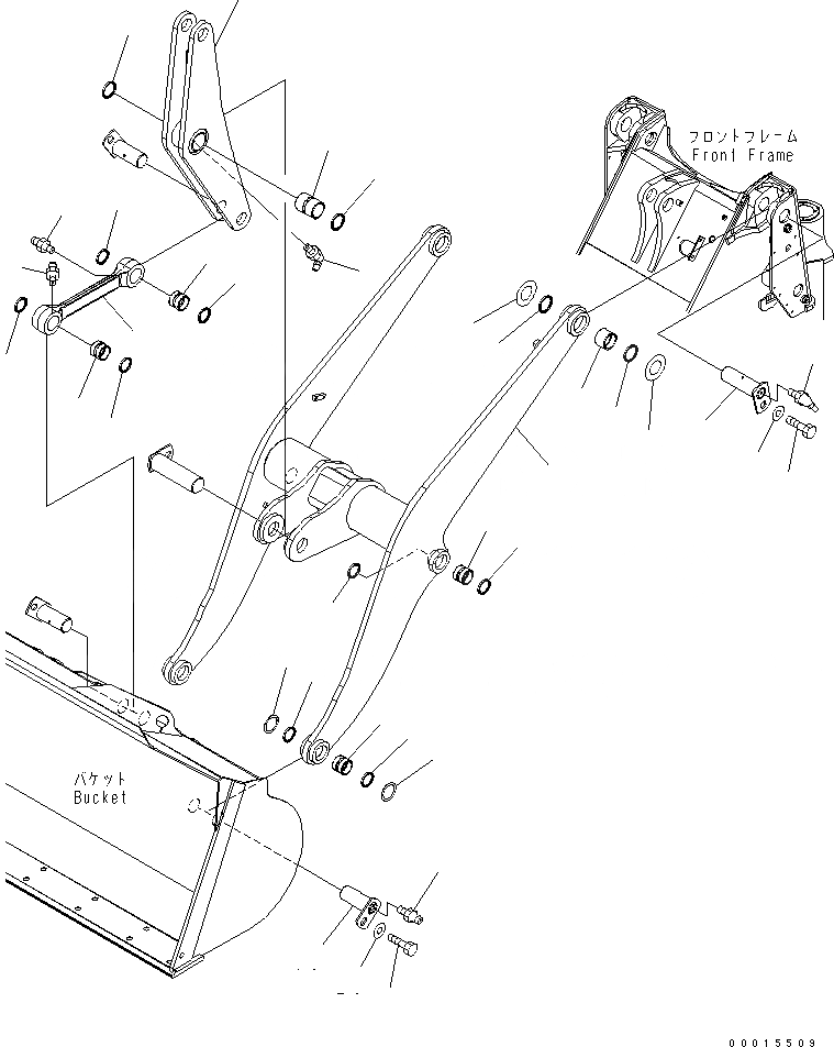 Схема запчастей Komatsu WA200-5 - РУКОЯТЬ И КОЛЕНЧАТЫЙ РЫЧАГ (ДЛЯ 3-Х СЕКЦИОНН. КЛАПАН) РАБОЧЕЕ ОБОРУДОВАНИЕ