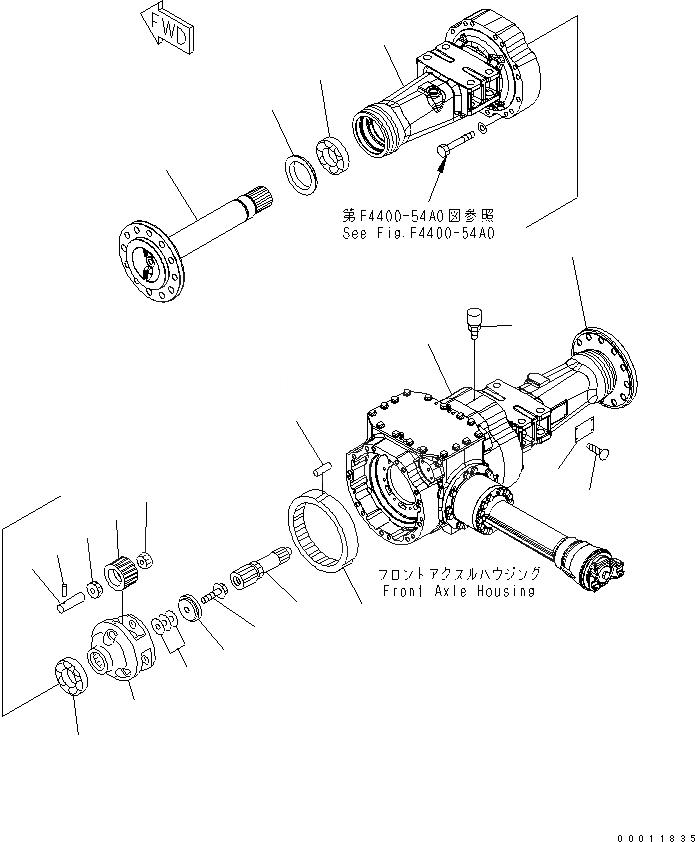 Схема запчастей Komatsu WA200-5-SS - ПЕРЕДНИЙ МОСТ (КОНЕЧНАЯ ПЕРЕДАЧА И КОЖУХ) ТРАНСМИССИЯ