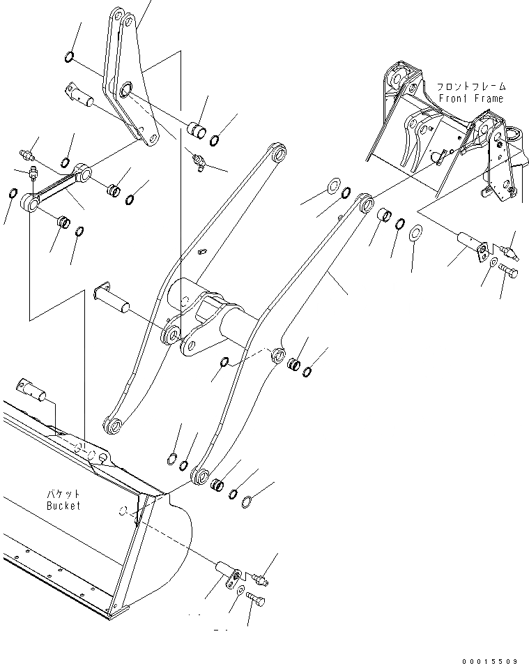 Схема запчастей Komatsu WA200-5-SS - РУКОЯТЬ И КОЛЕНЧАТЫЙ РЫЧАГ (ДЛЯ 3-Х СЕКЦИОНН. КЛАПАН) РАБОЧЕЕ ОБОРУДОВАНИЕ