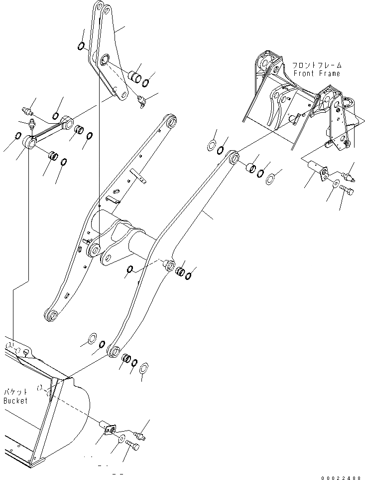 Схема запчастей Komatsu WA200-5-SS - РУКОЯТЬ И КОЛЕНЧАТЫЙ РЫЧАГ (ПОВОРОТН. СНЕГОУБОРОЧН. СПЕЦ-Я.) РАБОЧЕЕ ОБОРУДОВАНИЕ